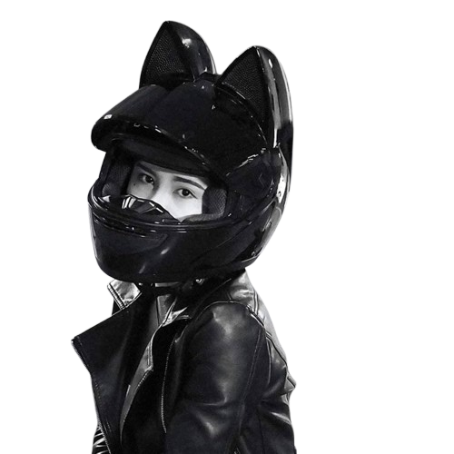Girl with motorcycle helmet